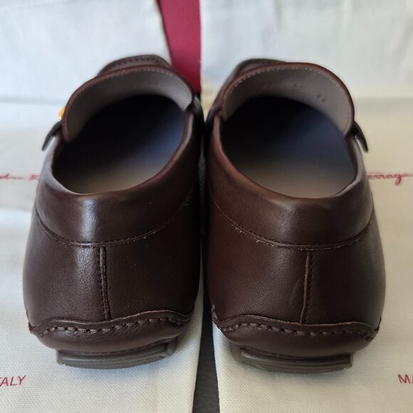 Salvatore Ferragamo Calf Leather Brown Driver Loafers - Picture 5 of 11